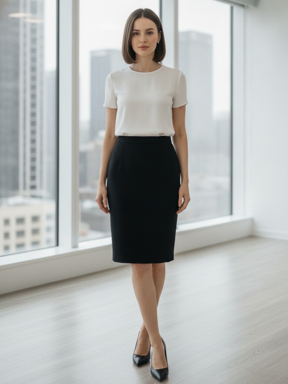 33% Silk Vintage Giorgio Armani Black Tailored Pencil Skirt